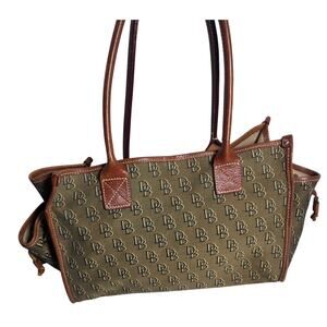 Dooney and Bourke Brown Monogram Tote Preppy Classic Shoulder Purse Old Money